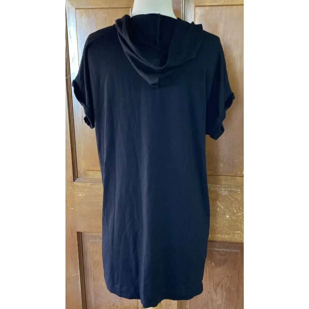 Beyond Yoga Hoodie Tunic Dress Women’s Sz S Black Short‎ Sleeve Cover Up USA